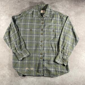 Vintage G Supply Flannel Button Up Green Plaid 100% Cotton Men's Size Medium